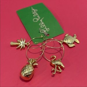 NEW🎀[Lilly Pulitzer](4)pc gold wine charms